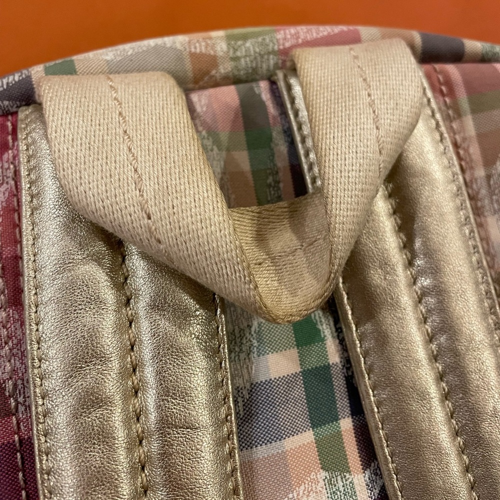 Coach Signature Poppy Multicolor Madras Backpack F21886 Bookbag - Picture 10 of 14